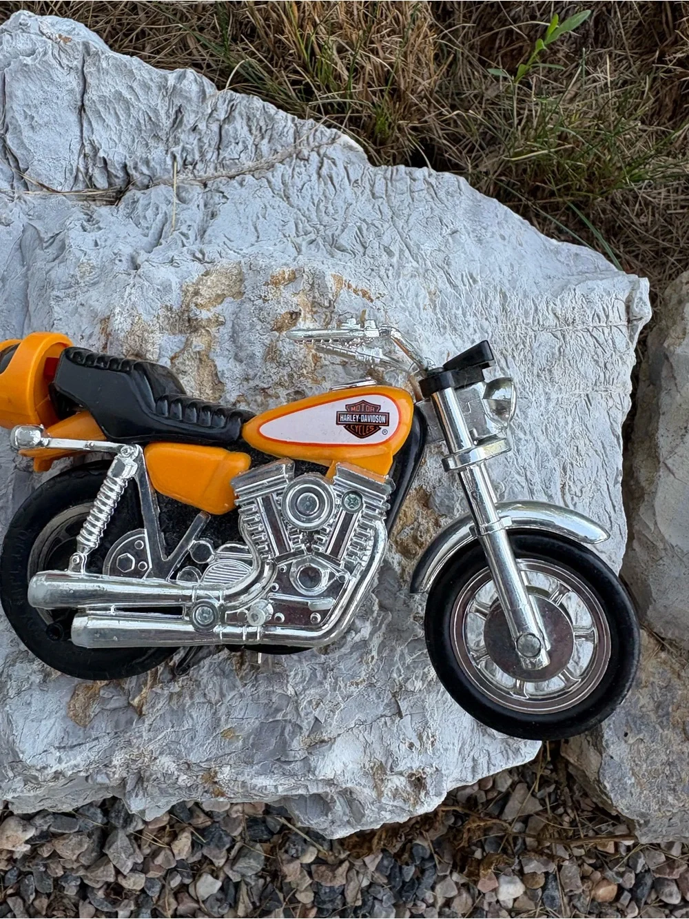Harley-Davidson Orange Mini Motorcycle Toy Matchbox Vintage Clean Pet/SmokeFree